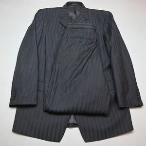 Vanetti 42R 32x32 Gray Striped Mens Jacket Pants Suit